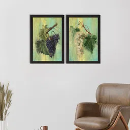 eCraftIndia Set of 2 Grape Bunch Satin Matt Texture UV Art Paintings-image-77