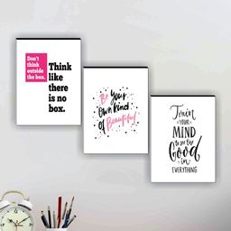 SAF Pink & White 3-Pieces Motivational Quotes Printed Framed Wall Art-image-9