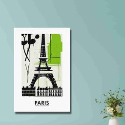 SAF Black & Green Eiffel Tower Canvas Waterproof Painting Wall Art-75