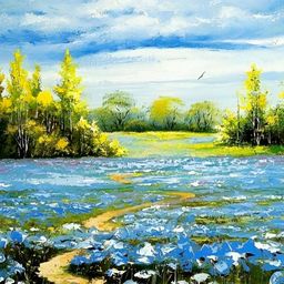 Wallpics Blue & Green Nature Printed Wall Poster-image-55