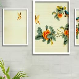 Aura Yellow & Orange 3 Pieces Floral and Botanical Wall Painting Art-image-51