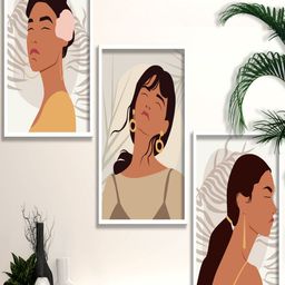 SAF White & Beige 3 Pieces Modern Boho Painting Wall Art-image-59