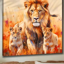 Aura Brown & Orange Canvas Birds and Animals Wall Paintings-picture-13