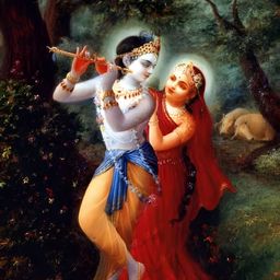 Wallpics Red & Blue Radha Krishna Religious Printed Waterproof Wall Poster-23