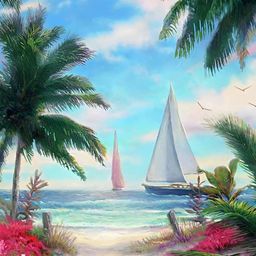 Wallpics Blue & Green Floral and Botanical Paper Paintings Wall Art-34