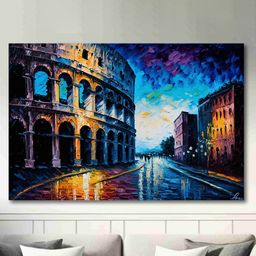 SAF Black & Blue Vintage City Canvas Wall Art-25