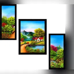 PnF Charcoal & Blue 3 Pieces Paper Painting Wall Art-image-53