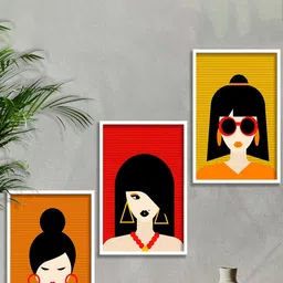SAF White & Black 3-Pieces Modern Boho Art Printed Framed Wall Art-image-86