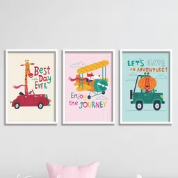 SAF Set Of 3 Blue & White Motivational  UV Textured Painting Wall Art-image-77