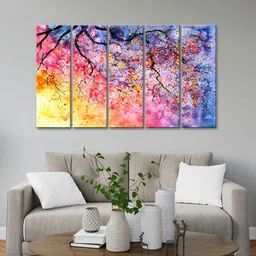 999Store Pink 5 Pieces Floral Printed Frame Painting Art Panels-picture-25