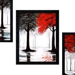 PnF White & Black 3 Pieces Wooden Painting Wall Arts-image-8
