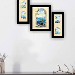SAF Blue & Beige 3 Pieces Modern Art Framed Wall Painting-image-90
