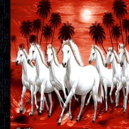 PnF White & Red Running Horses Wooden Painting Wall Art-image-63