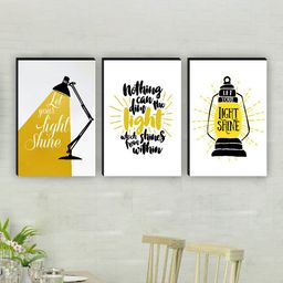 SAF 3White & Black 3 Pieces Matte Finish Motivational Quotes Wall Art-41