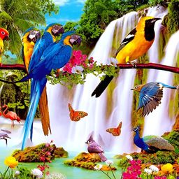PnF Blue & Green Paper Birds Wall Painting-image-78