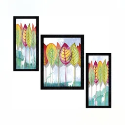 PnF Charcoal Grey & Blue 3 Pieces Floral Painting Wall Arts-picture-11