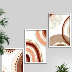 SAF 3 Pieces White & Brown Modern Boho Painting Wall Arts-image-91