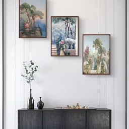 999Store White & Green 3 Pieces Birds And Animals Wall Arts-image-67