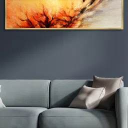 Art Street White & Yellow Abstract Galaxy In The Star Canvas Framed Wall Art-image-1