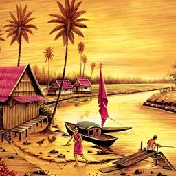 PnF Black & Orange  Wooden Floral and Botanical Wall Painting-image-87