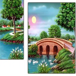 PnF Sea Green & Green 3 Piece Wooden Floral and Botanical Wall Painting-image-29