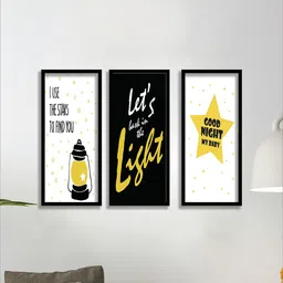 SAF Set Of 3 Black & White UV Textured Painting Wall Art-15