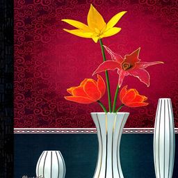 PnF Black & Red Floral and Botanical Wooden Painting Wall Art-image-54