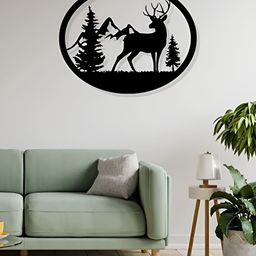 ARTROOMS Black Metal Raindeer Wall Decor-picture-36