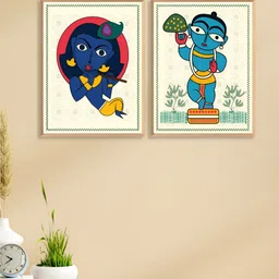 Aura White & Blue 2 Pieces Painting Wall Arts-image-74
