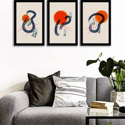 WENS Set Of 3 Orange Artistic Wall Art Paintings-image-34