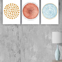 SAF White & Blue 3 Pieces Abstract Painting Waterproof Wall Art-picture-1