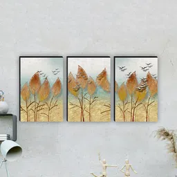 SAF Blue & Yellow 3 Pieces Painting Water Proof Wall Art-40