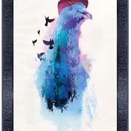 PnF Black & White Wooden Bird Wall Painting-image-65