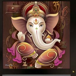 PnF Black & Brown Lord Ganesha Religious Wooden Painting Wall Art-picture-18