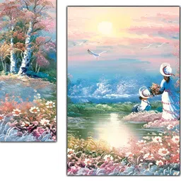 PnF Blue & Pink 3 Pieces Wooden Painting Wall Arts-image-35
