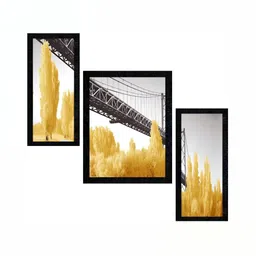 PnF Charcoal & White 3 Pieces Wooden Floral and Botanical Painting Wall Art-10