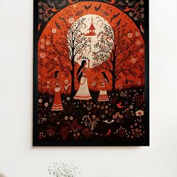 SOWPEACE Rust & Black Printed Canvas Wall Art-17