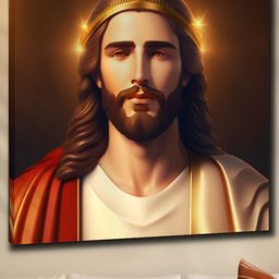 SAF Orange & Cream-Coloured Wooden Lord Jesus Wall Art-image-82