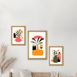 SAF Cream colored & Brown 3 Pieces Modern Art Premium Painting Framed Wall Art-image-94