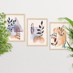 SAF 3-Pcs Brown & Beige Modern Art Painting Framed Wall Art-0