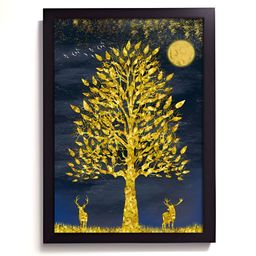 RANDOM Blue & Yellow 1 Piece Synthetic Wood Other Wall Paintings-12