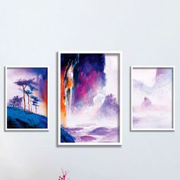 SAF Purple & White 3 Pieces Modern Art Framed Painting Wall Art-image-34
