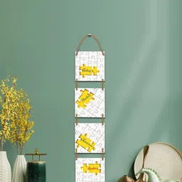 ROMEE White & Yellow Printed Wooden Wall Hanging-image-85