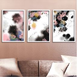 Aura White & Black 3 Piece Wooden Abstract Wall Art-20