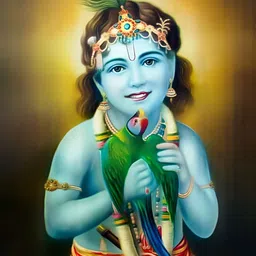 Wallpics Blue & Green Lord Krishna Religious Wall Poster-33
