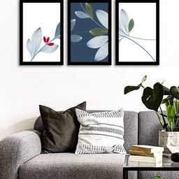 WENS Set Of 3 Multicoloured Flower Modern Wall Art Painting-85