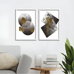 Aura White & Grey 2 Piece Wooden Abstract Wall Art-14