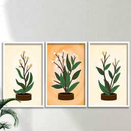 SAF White & Orange Coloured 3 Pieces Modern Boho Painting Wall Art-image-98