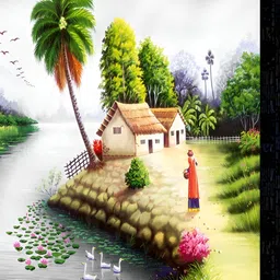 PnF Brown & Green Floral And Botanical Wall Painting-image-23