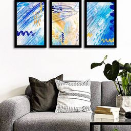 WENS Set Of 3 Multicoloured Colorful Ink Wall Art Painting-9
